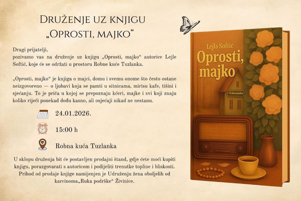 SUBOTA u RK Tuzlanka – Druženje uz knjigu „Oprosti, majko“