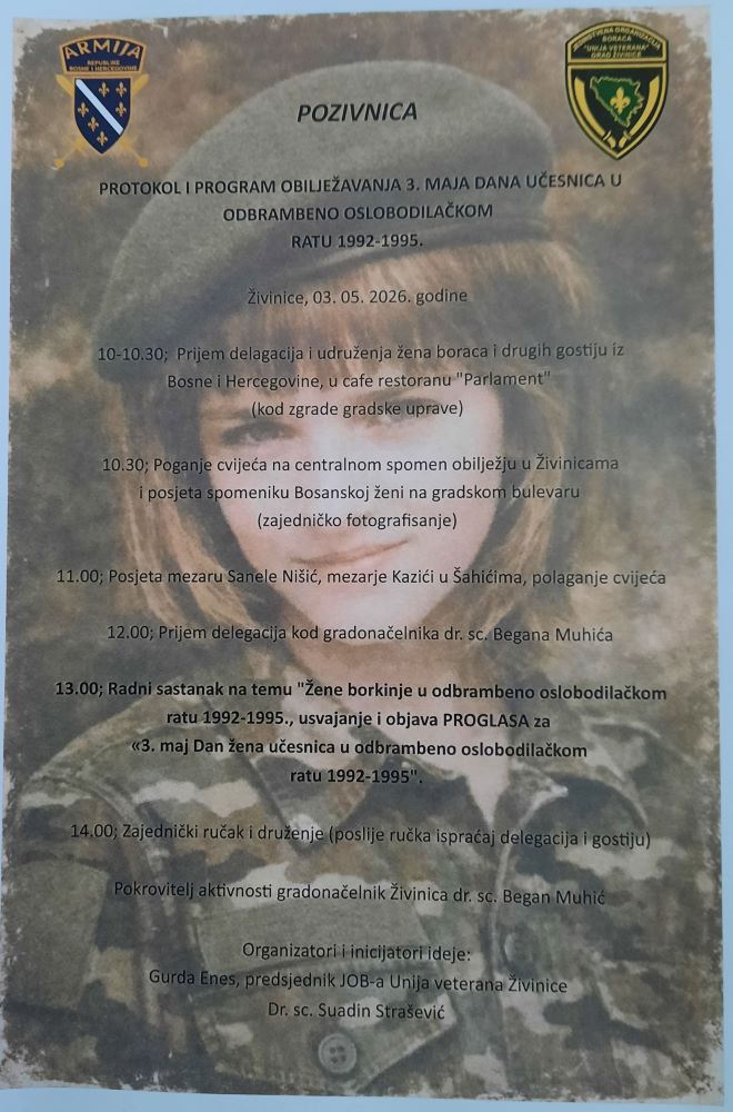 Skupština TK-a,  3. maj proglasila značajnim datumom;  Danom posebnog sjećanja na žene učesnice odbrambeno oslobodilačkog rata (1992-1995)