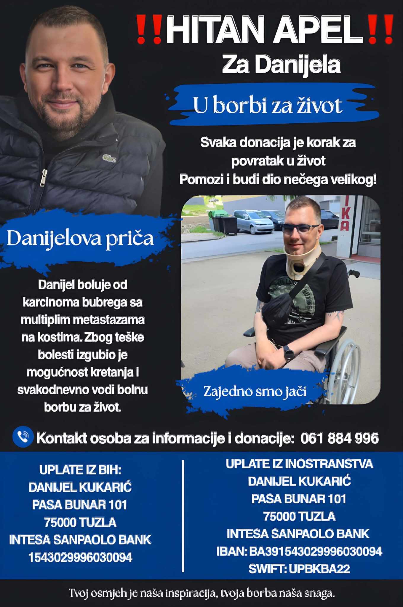APEL ZA POMOĆ U BORBI ZA ŽIVOT – Pomozimo Danijelu