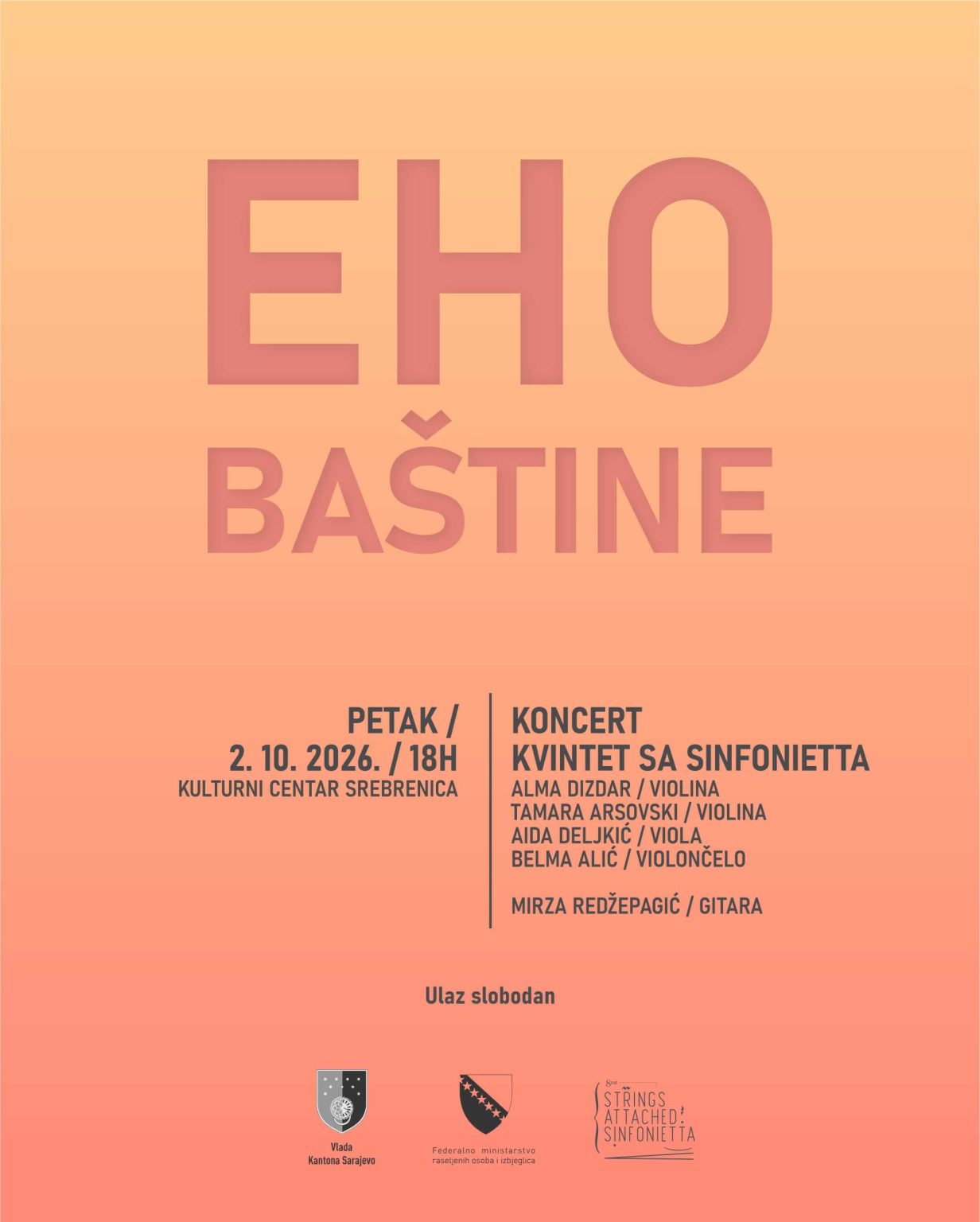 EHO BAŠTINE: Mirza Redžepagić i ‘SA Sinfonietta’ u Srebrenici