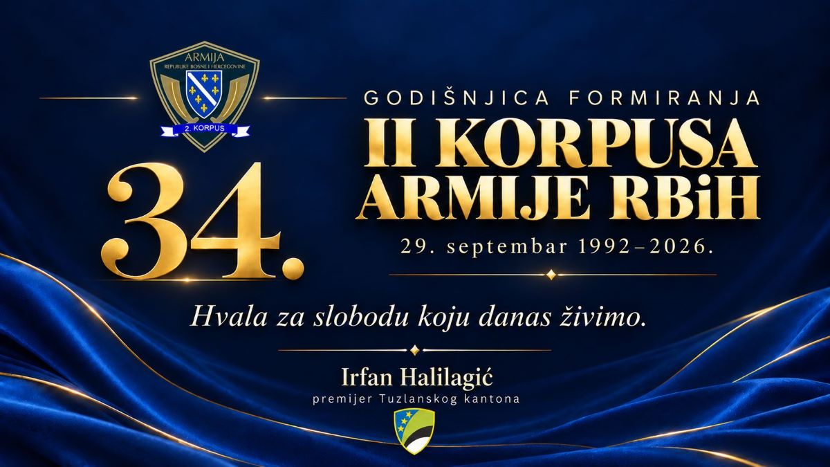 Čestitka povodom godišnjice formiranja Drugog korpusa ARBiH
