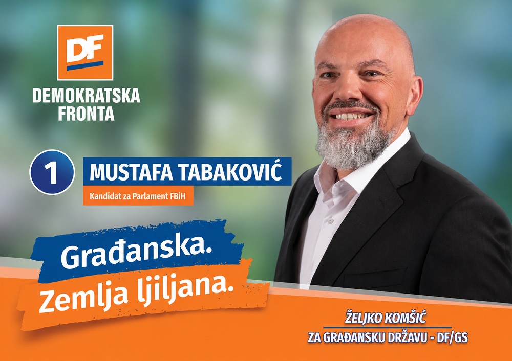 PREDSTAVLJAMO – Mustafa Tabaković, kandidat za Parlament FBiH, (br.1) “ŽELJKO KOMŠIĆ ZA GRAĐANSKU DRŽAVU – DF/GS”